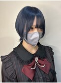 ウルフ×ネイビーカラー＃ブルーカラー＃30代＃福岡美容室