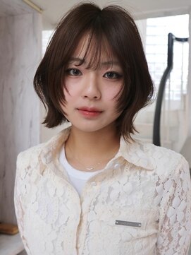 サイン 渋谷(SIGN) 20代/韓国ボブ/タッセルボブ／レイヤーボブ/グレージュ