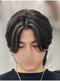 ハイライトセンターパートメッシュダブルカラーツーブロック