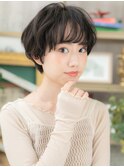 ★ラウンドバング立体感黒髪小顔マッシュショート20代30代★1
