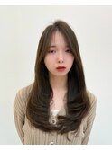 ブリーチなし オリーブベージュ レイヤーカット