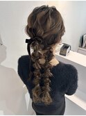 ツイン編みおろし/結婚式/参列/お呼ばれヘア/名古屋/栄/ヘアメ
