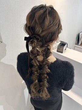 ツイン編みおろし/結婚式/参列/お呼ばれヘア/名古屋/栄/ヘアメ