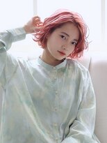 ヘアーメイクパウダー 天王寺寺田町店(Hair make powder) ナチュラルボブ×大人ボブ×ウェーブ 20代30代40代透明感ピンク