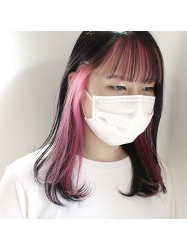 デコヘアーフラッペ(DECO HAIR frappe) インナーカラー前髪フェイスフレーミング×ミディへア