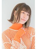立体感◎インナーカラー/イヤリングカラー外ハネボブ