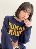 ボブ/前上がりボブ/ワイドバング/暗髪/内巻きボブ/ワンレンボブ