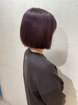 アジールヘア 池袋東口店(agir hair) 切りっぱなしボブブリーチ1回~暗めバイオレット池袋東口