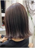 外ハネボブ/切りっぱなしボブ/結べるボブ/バイオレットブラウン