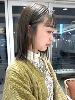 ガーデンヨコハマ(GARDEN YOKOHAMA)&nbsp;こなれミディ切りっぱなしボブ前髪オリーブベージュブリーチなし