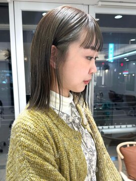 ガーデンヨコハマ(GARDEN YOKOHAMA) こなれミディ切りっぱなしボブ前髪オリーブベージュブリーチなし