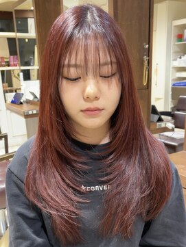シェリー(Che'ri) ブリーチ無し/ダブルカラー/ワインレッド/レイヤーカット/和田