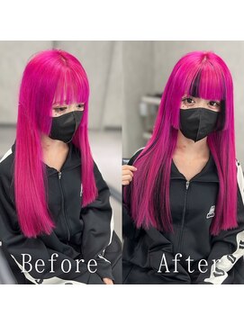 あるじゃんすー 天神店 コットンピンク×ブラック#シールエクステ#韓国#イメチェン#天神