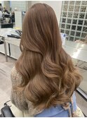韓国ヘア顔周りレイヤーミルクティーベージュグレージュカラー