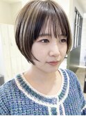 前下がりボブ_ショートウルフ_ハイライト_小顔 basi