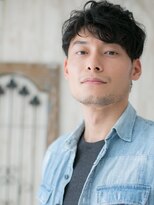 グルーミングサロン バーバー キャッスル 北浦和西口(Grooming salon Barber Castle) アッシュブラック刈り上げアイロンパーマ大人フェザーマッシュb1