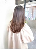 ロングワンカールレイヤーカットピンクベージュ本厚木