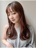 ロングレイヤー　レイヤーカット　暖色カラー