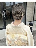 お着物ヘアセット 訪問着 シニヨン