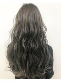 透明感オリーブグレージュ×極細ハイライト/大人ロングウェーブ