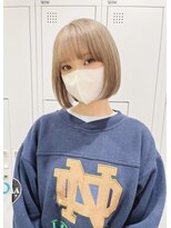 チェレ ブラン 堺東店(Chere brun) ミニボブ×ショートボブ×ミルクティーベージュ×前髪あり