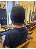 【まとまり髪】大人女性の切りっぱなしタイトボブスタイル