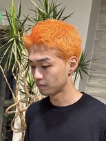 ヲタク 渋谷 代官山 恵比寿(wotaku.) オレンジカラーメンズハイトーンブリーチスパイキーショート短髪