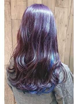 ヴィオラ 秋葉原(Viola) フルブリーチインナーカラー  ラベンダーグレージュ×ブルー