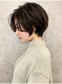 3Dハイライト 丸みショートボブイルミナカラーベージュカラー