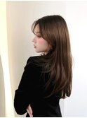 ジンジャーブラウン前髪アンブレラカラーこなれミディイメチェン