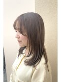 明るめくすみベージュ×緩めレイヤーミディアム