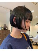 ミニボブ切りっぱなしボブあごボブ10代20代30代ダークアッシュ