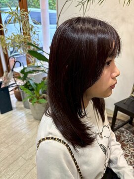 マイ ヘア デザイン 岡崎(MY hair design) レイヤーセミロング×チャコールグレー20代30代大人可愛いロング