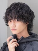 福岡天神ゆるめシャドウパーマメンズマッシュウルフカット緩め