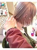 ダブルカラーベージュカラーハイトーンカラーケアブリーチボブ