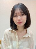 切りっぱなしタッセルボブワンカール内巻きオリーブベージュ