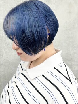 モリオ(morio) ＊/かわいい愛されブルーカラー寒色系カラー前髪あり30代40代1