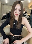 韓国ヘアーハッシュカットレイヤーカットグレージュブリーチ無し