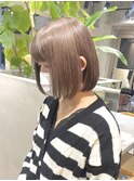 ミルクティーベージュナチュラルボブミニボブケアブリーチ20代