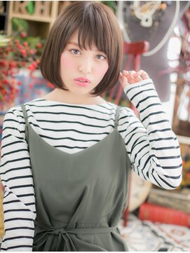 カバーヘア イヴ 戸頭店(COVER HAIR EVE) ナチュラルモード斜めバング黒髪ぶつ切りボブc5戸頭20代30代40代