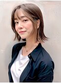 顔まわりレイヤー/切りっぱなしボブ/大人可愛いボブ