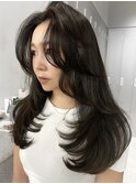 ミディアムヘアグレージュカラーデザインカラーシルキーベージュ