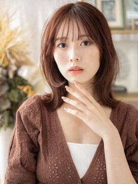 カバーヘア イヴ 戸頭店(COVER HAIR EVE) ミルクティーピンクくびれミディアムレイヤーh3戸頭20代30代40代