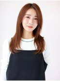 さら艶ロングレイヤーに前髪なしナチュラルストレート