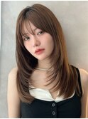 韓国ヘアミディアムレイヤー髪質改善ストレート顔まわりレイヤー