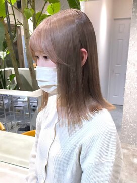 サンク 原宿 表参道(cinq) ミルクティーベージュダブルカラーインナーカラーケアブリーチ