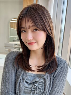 アフロート ディル(AFLOAT D'L) ☆小顔ワンカールレイヤーカットデジタルパーマチェリーブラウン