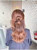 ハーフアップ　カチモリ　ウェーブヘア