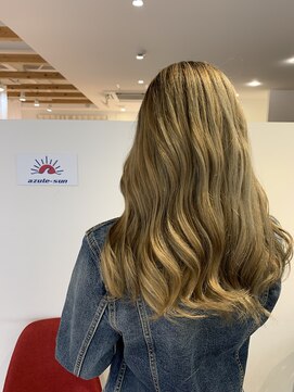 アズールサン 草加西口店(azule-sun) バレイヤージュ,グレージュ,ロング