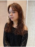【晴音】くせ毛ウルフ×オレンジブラウン/セミロング/20代/博多